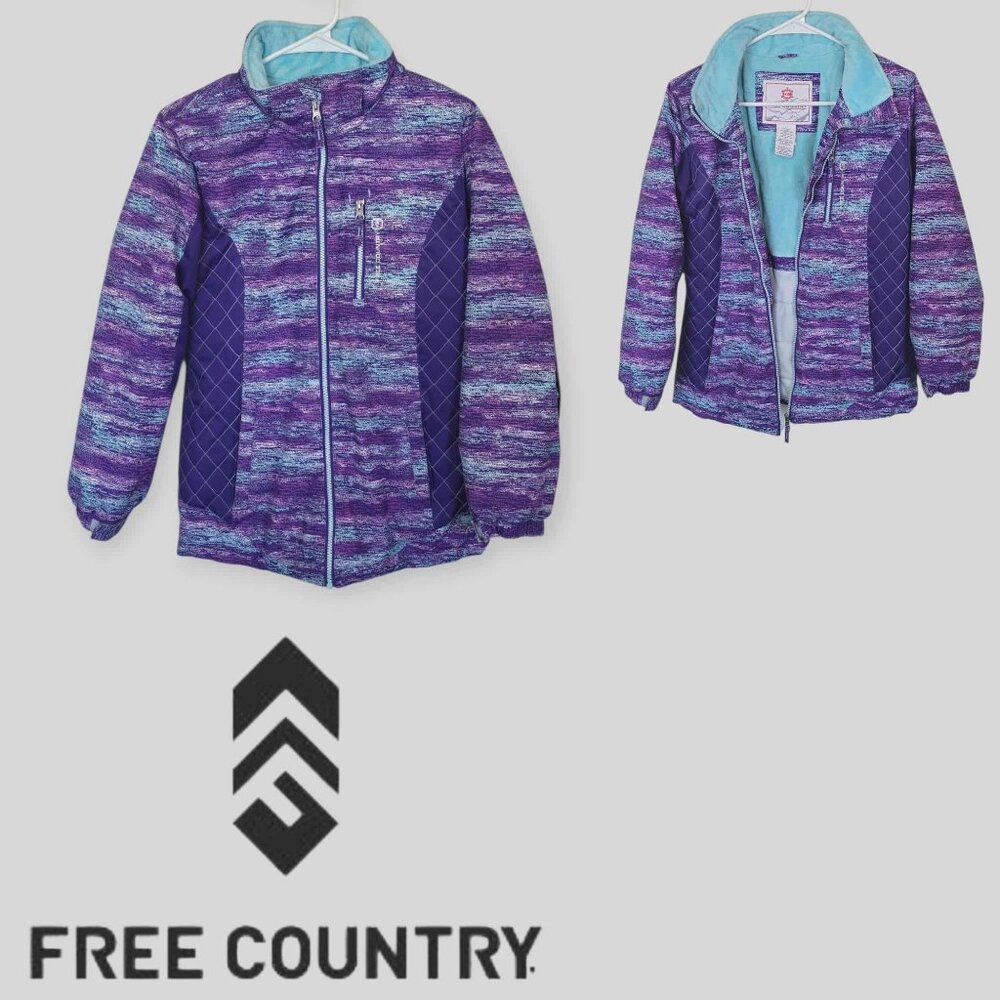 Free Country Fleece Lined Faux Fur Ski Coat Jacket Girls Large 14/16